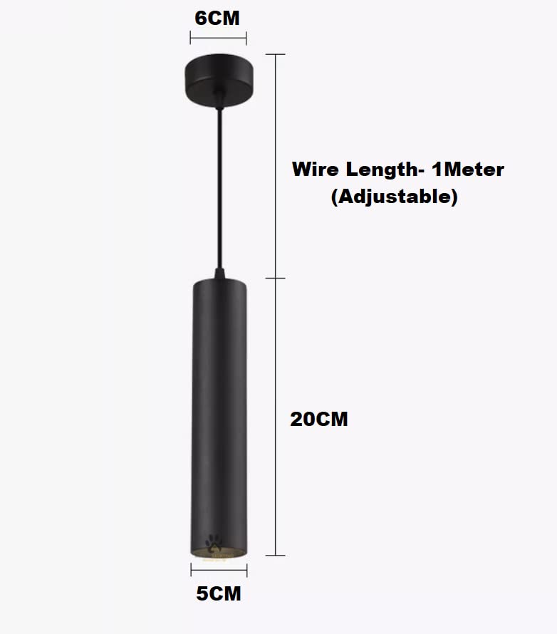 Mufasa 12 Watts 20CM Black Gold Cylindrical Shape Hanging Spot Light Pendant Light for Bar, Dining Table, Workstation (Set of 2) (Warm White) - Image 3
