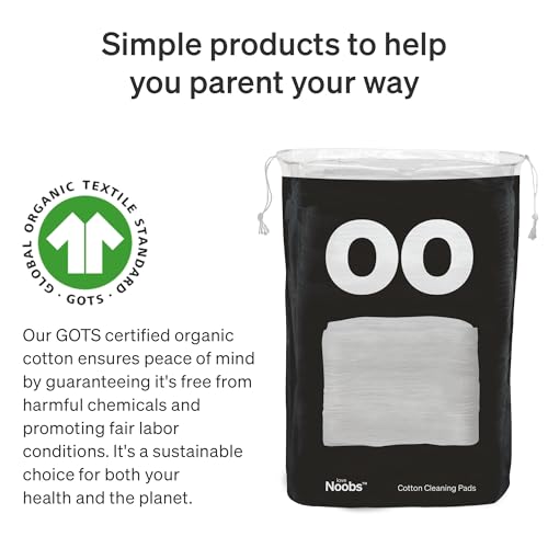 Love Noobs Baby Cotton Pads for Diaper Change by LoveNoobs, 360 Count, Ultra Soft 100% Organic Extra Large Cotton Pads for Baby Sensitive Skin, Lint-Free, Premium Jumbo Size, GOTS Certified - Image 2