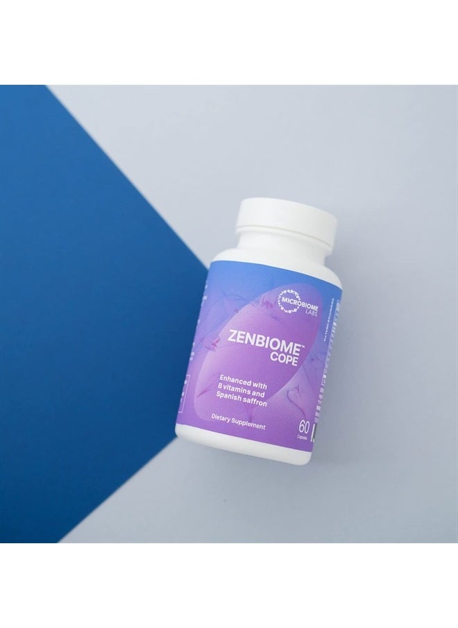 Microbiome Labs Zenbiome COPE - Probiotic Mood Support Supplement with Vitamin B6, B12 & Saffron Extract - Promotes Better Occasional Stress Coping (60 Capsules)  - Image 3