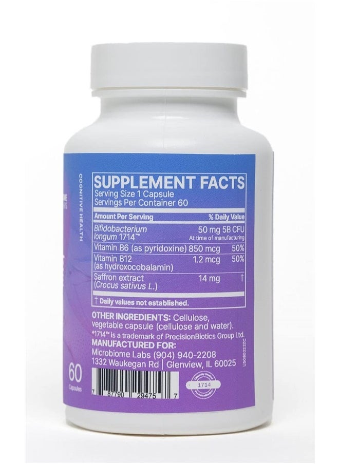 Microbiome Labs Zenbiome COPE - Probiotic Mood Support Supplement with Vitamin B6, B12 & Saffron Extract - Promotes Better Occasional Stress Coping (60 Capsules)  - Image 4