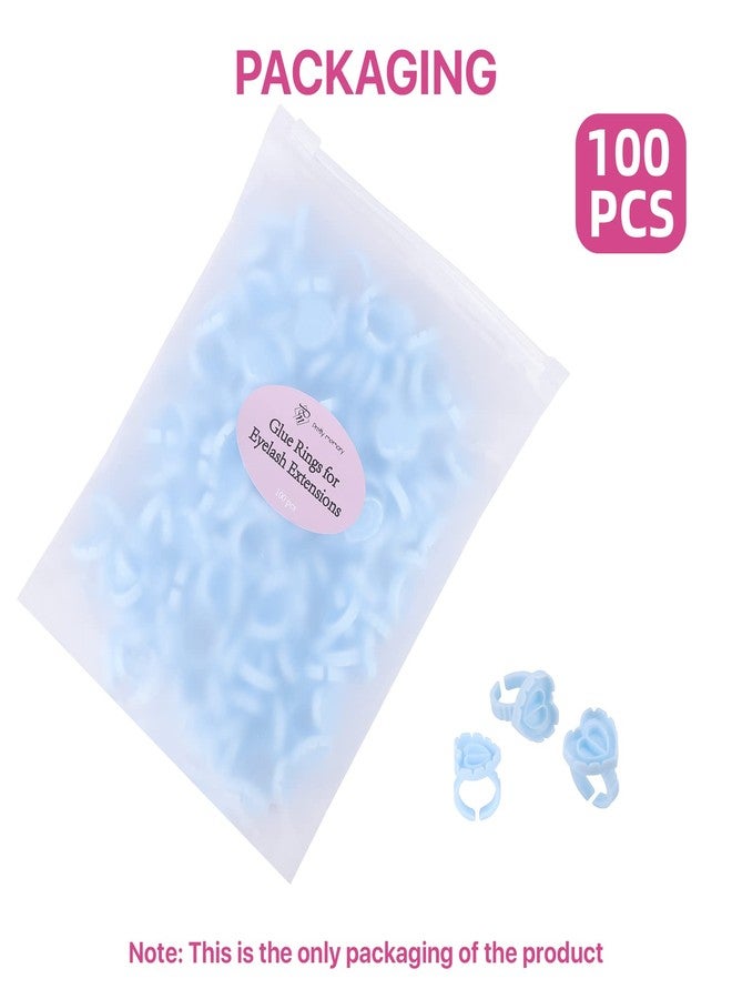 Pretty memory Glue Rings Pretty memory 100PCS Glue Rings for Eyelash Extensions Lash Glue Rings Lovely Heart Glue Rings Eyelash Glue Holder Volume Fanning Cup for Lash Extension Supplies, Blue - Image 5