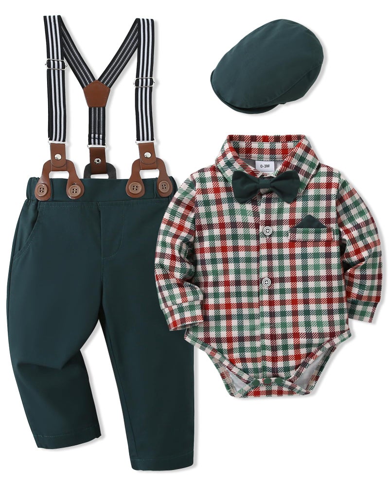 SANMIO Baby Boy Clothes Suit 1218 Months Boys Baptism Easter Outfits Baby ShirtBow TiePantsSuspenders 4Pcs Christmas Wedding Clothing Set Christmas Outfits 1218 Months - Image 2