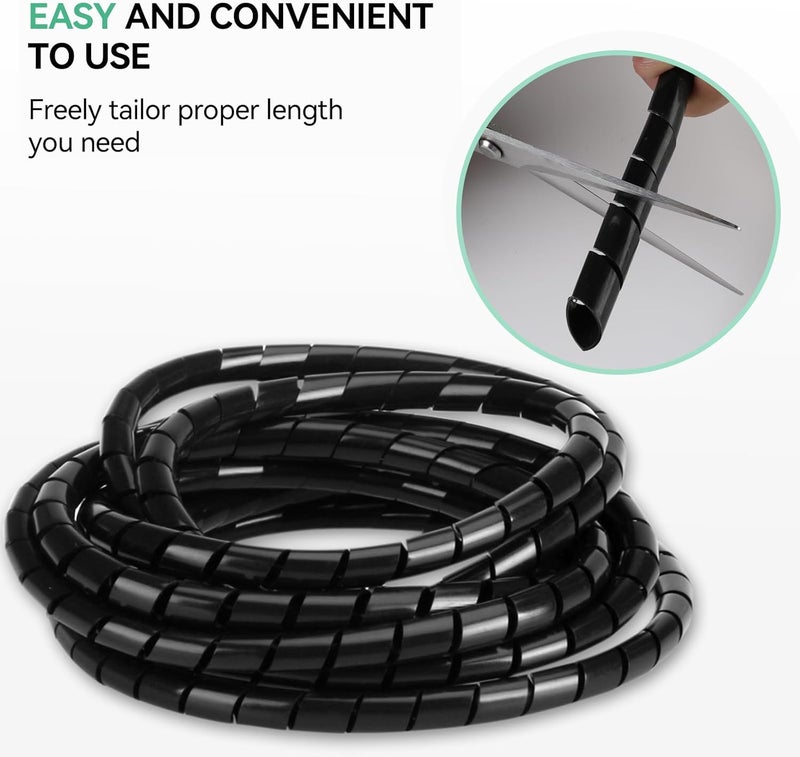 AGPtek Cable Sleeve, Cable Protection Tube 12-25 mm, 6 m Organiser Cable Duct, Cable Cover Protection, Flexible Cable Tangle Protection, Black - Image 2