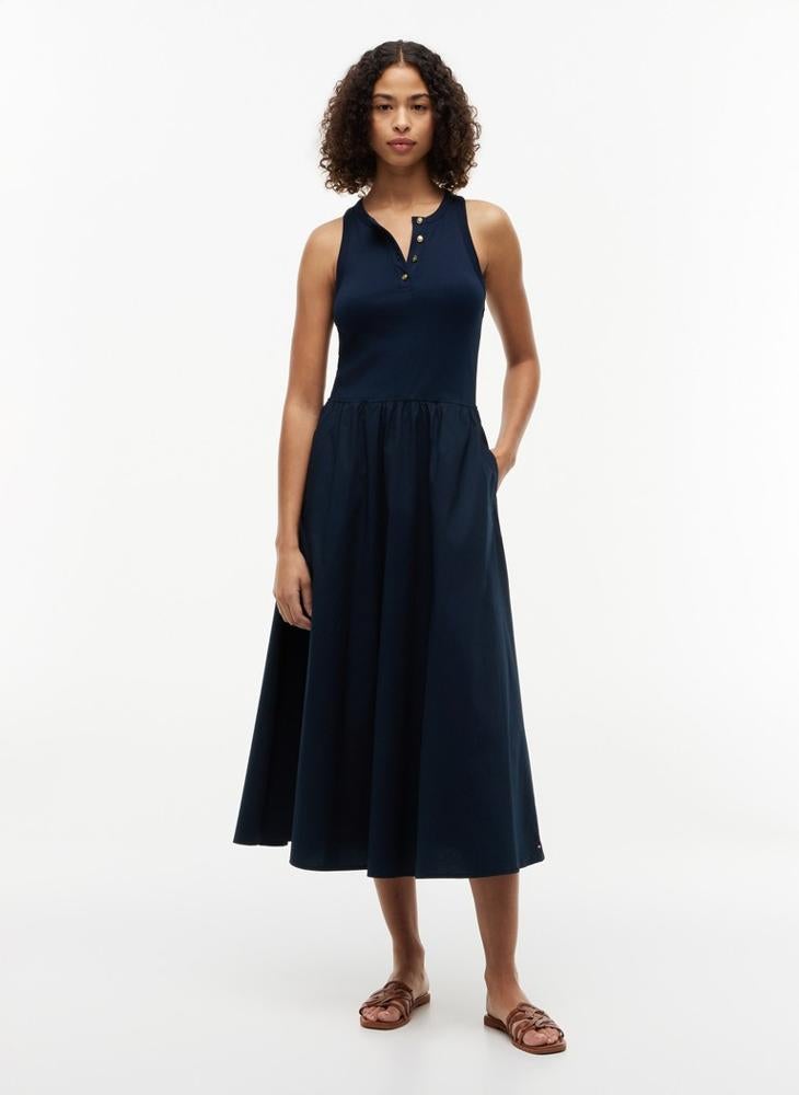 TOMMY HILFIGER Gold-Tone Button Sleeveless Maxi Dress - Image 1