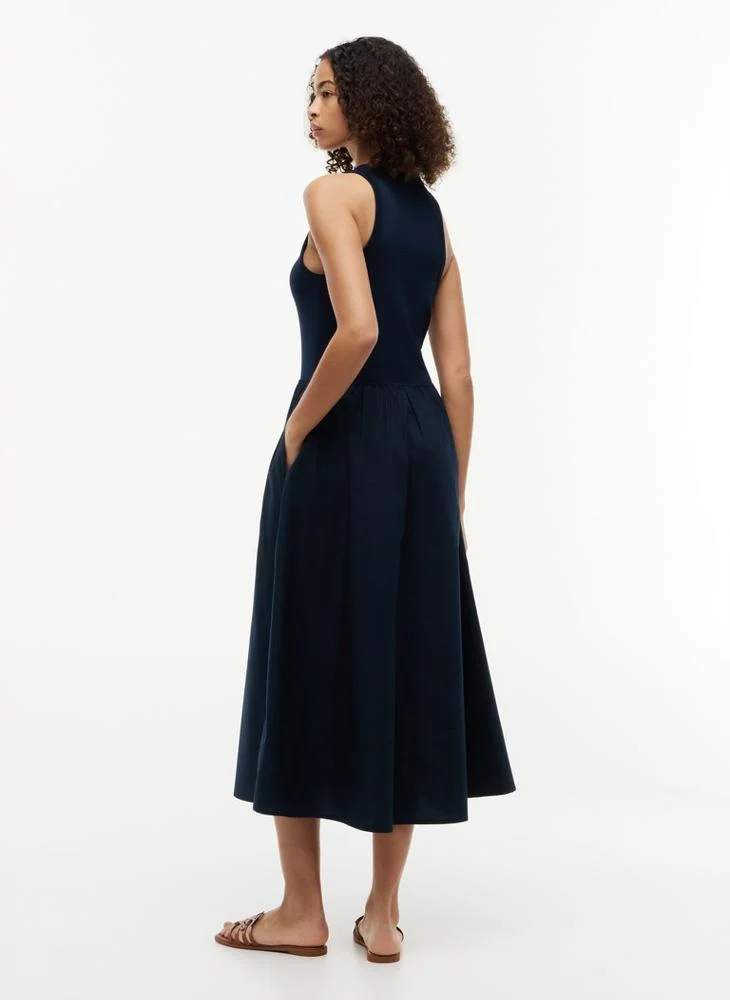 تومي هيلفيغر Gold-Tone Button Sleeveless Maxi Dress