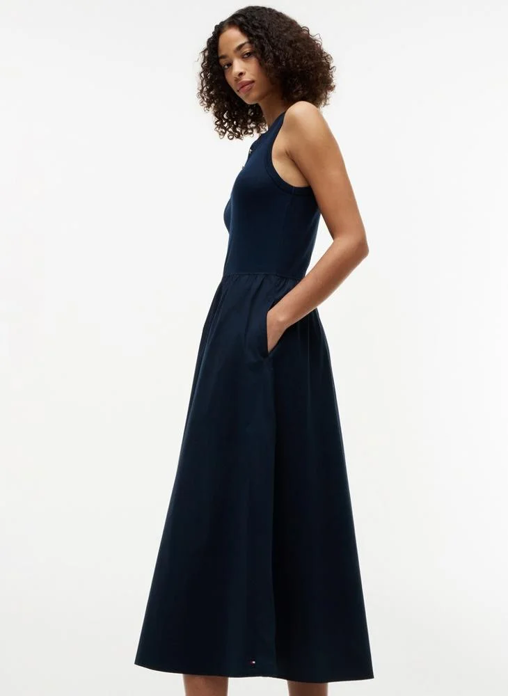 Tommy Hilfiger  Gold-Tone Button Sleeveless Maxi Dress for Women | Best Price UAE