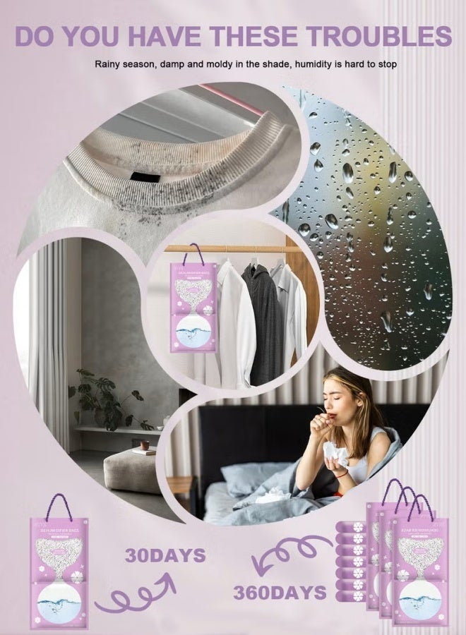 10 Packs  Drying Agent Moisture Absorber Bags Hanging Closet Dehumidifier Bags Anti Mold Desiccant Bags Humidity Packs Wardrobe Dehumidifier for Closet, Safe, Cars, Wardrobes, Basement（lavender flavor） - Image 5