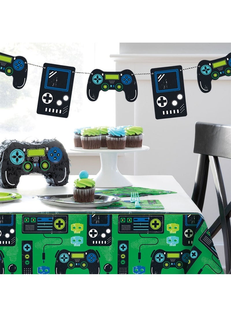 Unique Game Controller Disposable Paper Plates Black Blue 23cm 8-Pack - Image 4