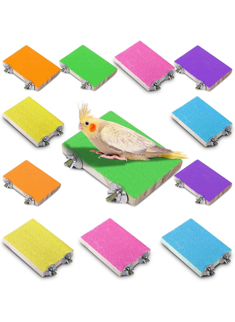 Reginary Reginary 12 Pcs Bird Perch Stand Toy Wood Parrot Stand Platform Colorful Paw Grinding Playground Rat Bird Cage Accessories for Pet Parrot Cockatiels Lovebirds 6 Colors  - Image 1