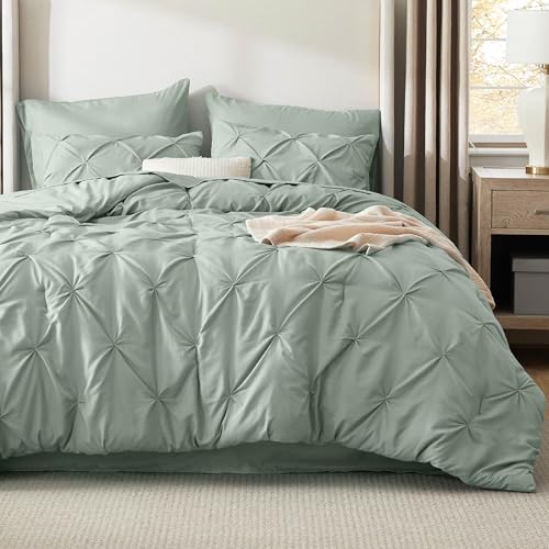 Bedsure Bedsure Full Size Comforter Sets  Bedding Sets Full 7 Pieces Pintuck Bed in a Bag Sage Green Bed Set with Comforter Sheets Pillowcases  Shams 