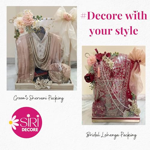 SIRI DECORE Trousseau Chhab Men's Suit and Ladies Cloth Packing Wooden Basket Hamper for Gift Decoration - Pine Wood Square Basket 12X18X2.5 Inch With Wooden Tray and Frame V2 - Image 5