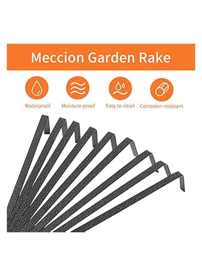 Green Tiger Mini Garden Rake 16 Inch 9 Root Steel Hand Fan Leaf Rake with Ergonomic Comfort Grip & Rust Resistant - Professional Gardening Tool - Image 4