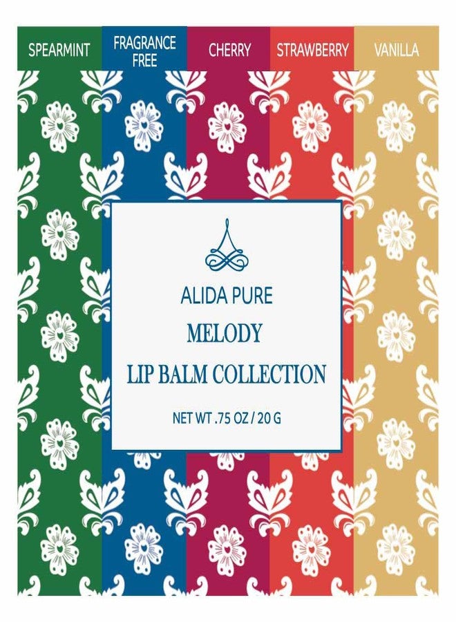 ALIDA PURE Melody Lip Balm Collection, Vegan Lip Balm Set, Beeswax Free, with Avocado Oil, Organic Jojoba Oil, and Vitamin E, Natural Moisturizer for Dry, Chapped Lips, 5 Tube Set - Image 3