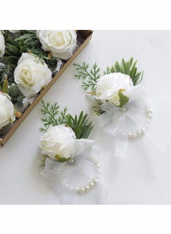 Excefore Women's Wrist Corsage, Wedding Groomsmen and Bridesmaids Corsages, Rose Wristlet Band, Bracelet for Women Bride Bridesmaid(2 PCS)  - Image 1