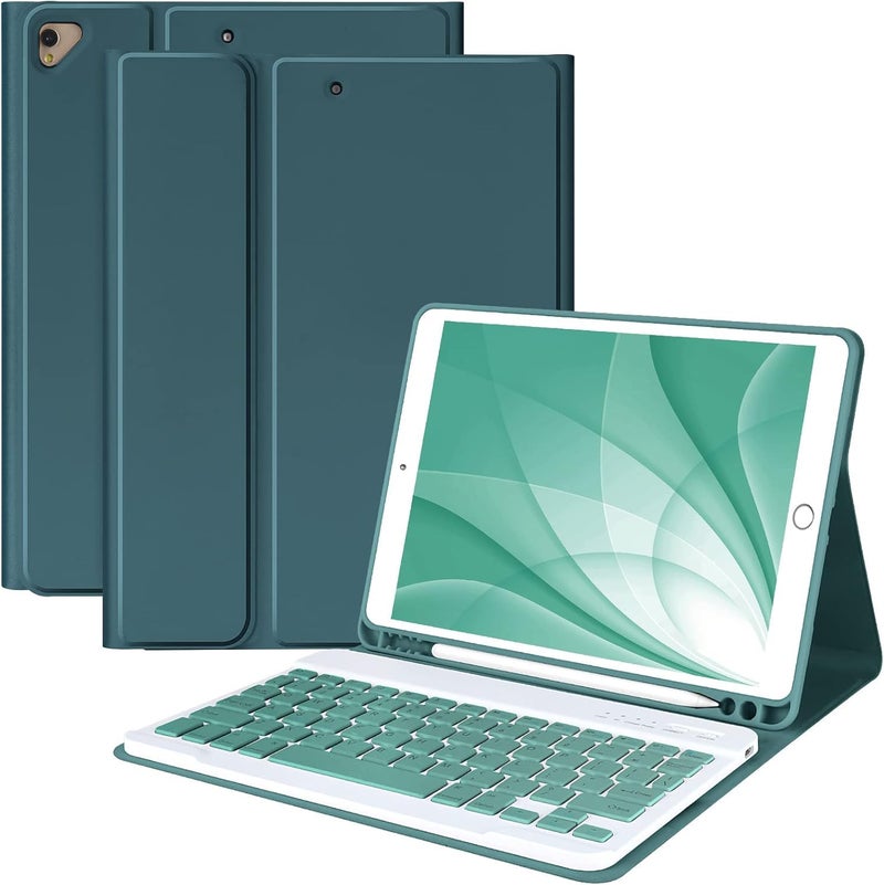 COO Keyboard Case for iPad 9th/8th/7th Generation 10.2", for iPad 9th Generation Case With Magnetic Detachable Wireless Keyboard, Auto Sleep/Wake Function,for iPad Pro 10.5" / iPad Air 3rd Gen(Dark Green) - Image 1