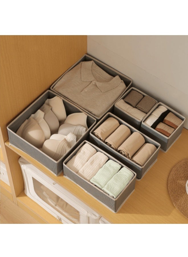 SUCITY Set of 6 Fabric Drawer Organiser Divider Storage Organizer Box for Drawers Cupboard Foldable Closet and Dresser Storage for Underwear - Image 1