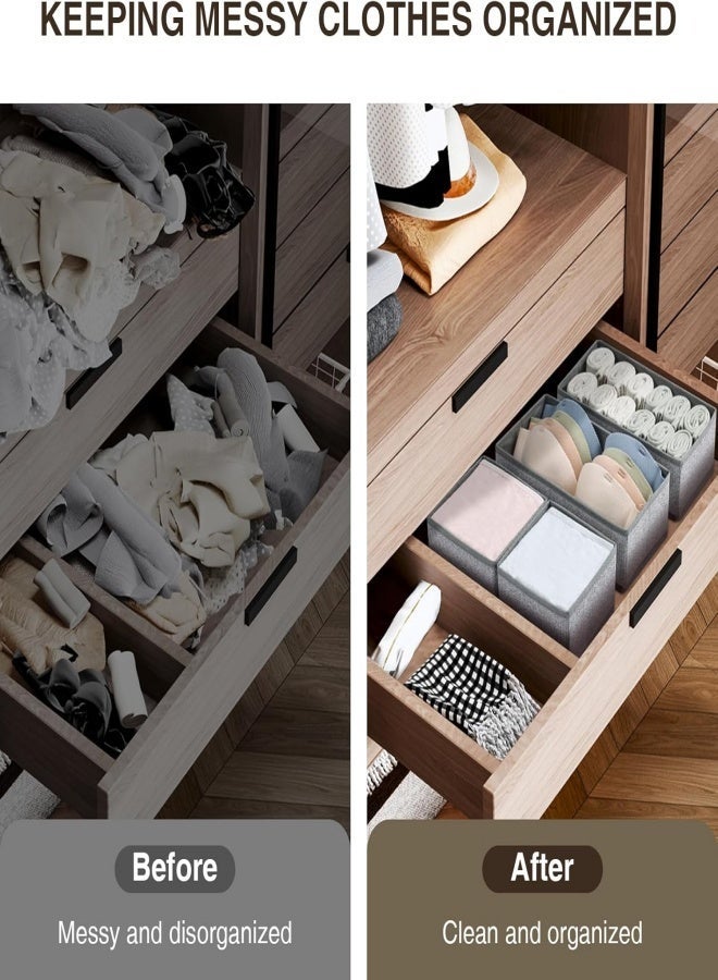 SUCITY Set of 6 Fabric Drawer Organiser Divider Storage Organizer Box for Drawers Cupboard Foldable Closet and Dresser Storage for Underwear - Image 5