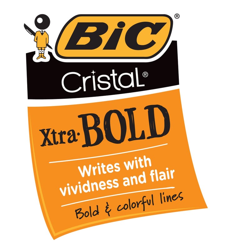 BIC Cristal Xtra Bold Ballpoint Pens, Bold Point (1.6mm) For Vivid And Dramatic Lines, Black Ink, 24-Count Pack, Perfect Ink Pens - Image 3
