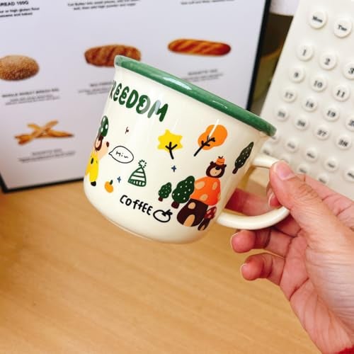 Spooky Bear Ceramic Mug – 375ml Cartoon Coffee & Tea Cup with Handle – Colorful Breakfast Cup for Kids, Women, Men – Fun Gift for Birthday, Christmas, Valentine's Day & More (Green) - Image 3