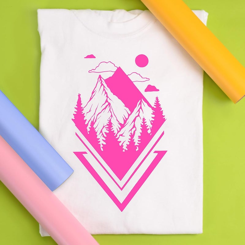 SISER EasyWeed Heat Transfer Vinyl 11.8" x 5ft Roll (Fluorescent Pink) - - Compatible with , Cricut, Silhouette and Other Craft/Professional Cutters - CPSIA Certified - Image 4