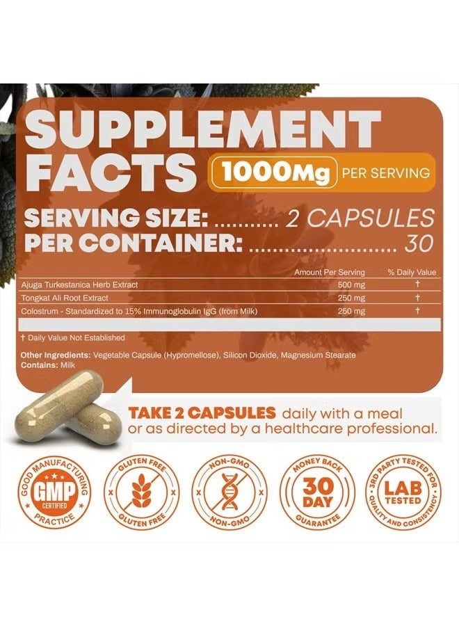 ذروة إحياء-X مكمل غذائي من تركيستيرون وتونغكات علي بتركيز 1000 ملغ - 500 ملغ من أجوجا تركستانيكا لكل جرعة لزيادة القدرة على التحمل ونمو العضلات الهزيلة والتعافي - صنع في الولايات المتحدة الأمريكية (60 كبسولة) - Image 5