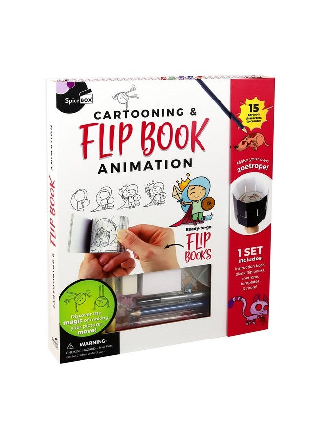 SpiceBox Flip Book Animation Cartoon Drawing Kit for Kids, Learn How to Draw, Children's Arts and Crafts Coloring Activity Set for Young Artist, Petit Picasso, 13 Dynamic Projects - Image 1