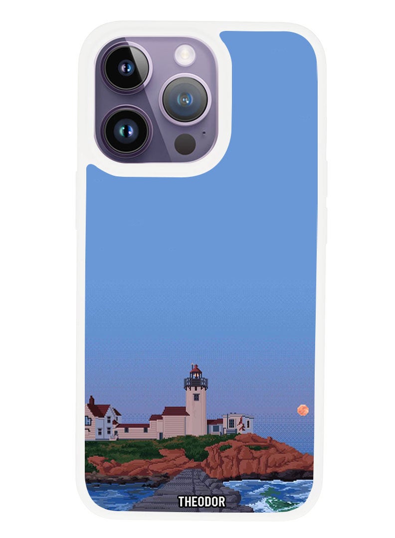 Theodor Protective Case Anti Scratch Shock Proof Cover For APPLE IPHONE 14 PRO MAX Light house (White Bumper) - Image 1