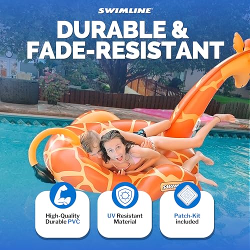 SWIMLINE ORIGINAL 90710 Giant Inflatable Giraffe Pool Float Floatie Ride-On Lounge W/ Stable Legs Wings Large Rideable Blow Up Summer Beach Swimming Party Lounge Big Raft Tube Decoration Toys Kids - Image 2