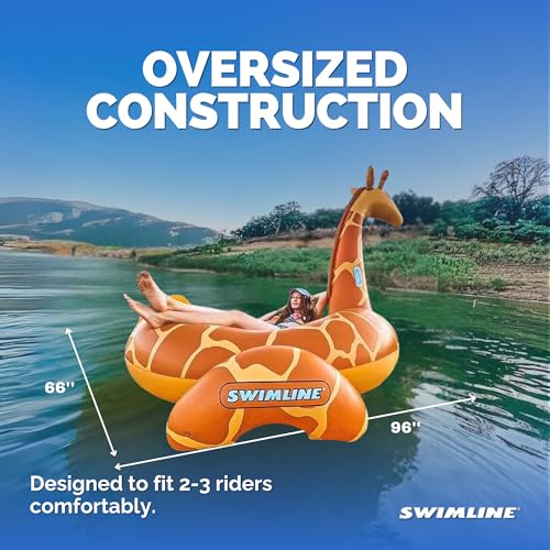SWIMLINE ORIGINAL 90710 Giant Inflatable Giraffe Pool Float Floatie Ride-On Lounge W/ Stable Legs Wings Large Rideable Blow Up Summer Beach Swimming Party Lounge Big Raft Tube Decoration Toys Kids - Image 4