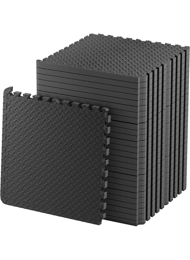 Nasmodo 4 Pcs 25mm Gym Floor mat Rubber for Heavy Workout Puzzle Floor mats for Home Exercise, Gym Equipment mat Interlocking Eva Foam Flooring Rubber Tiles Yoga, Kid Gym Mats for Floor 16SQ.FT(Black) - Image 1