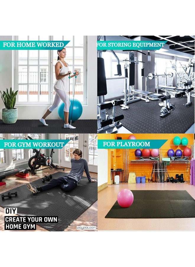Nasmodo 4 Pcs 25mm Gym Floor mat Rubber for Heavy Workout Puzzle Floor mats for Home Exercise, Gym Equipment mat Interlocking Eva Foam Flooring Rubber Tiles Yoga, Kid Gym Mats for Floor 16SQ.FT(Black) - Image 5