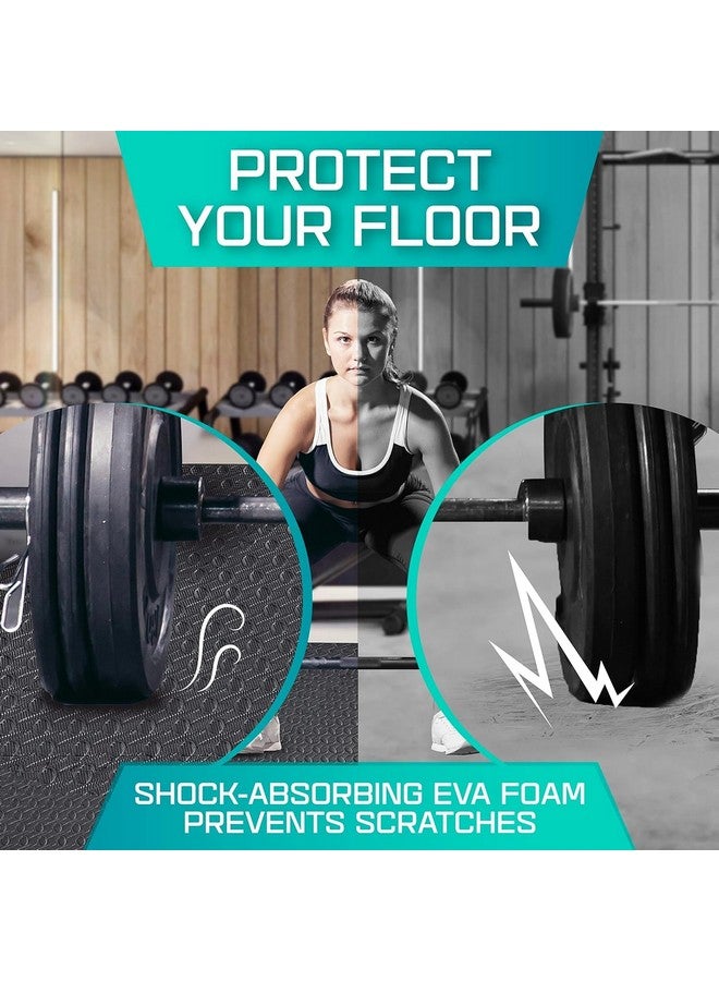 Nasmodo 4 Pcs 25mm Gym Floor mat Rubber for Heavy Workout Puzzle Floor mats for Home Exercise, Gym Equipment mat Interlocking Eva Foam Flooring Rubber Tiles Yoga, Kid Gym Mats for Floor 16SQ.FT(Black) - Image 3