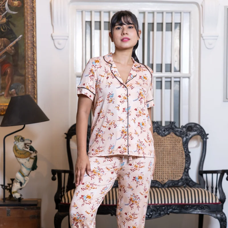 Aadaraya Aadaraya Pyjama Set Shirt and Pants Rayon