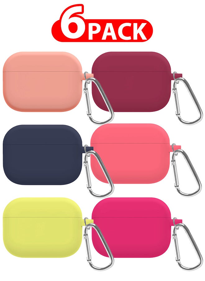 CATANES - 6 Pack Shockproof Case For Airpod Pro Silicone Protective Case Shockproof Case Ultra Slim Cover with Keychain Carabiner Multicolour - Image 1