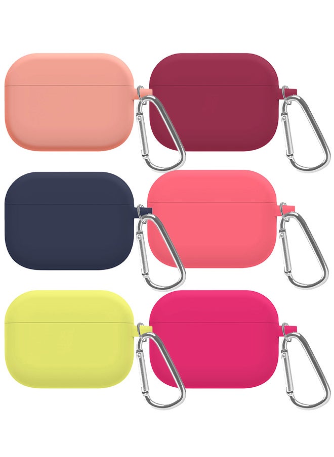 CATANES - 6 Pack Shockproof Case For Airpod Pro Silicone Protective Case Shockproof Case Ultra Slim Cover with Keychain Carabiner Multicolour - Image 1