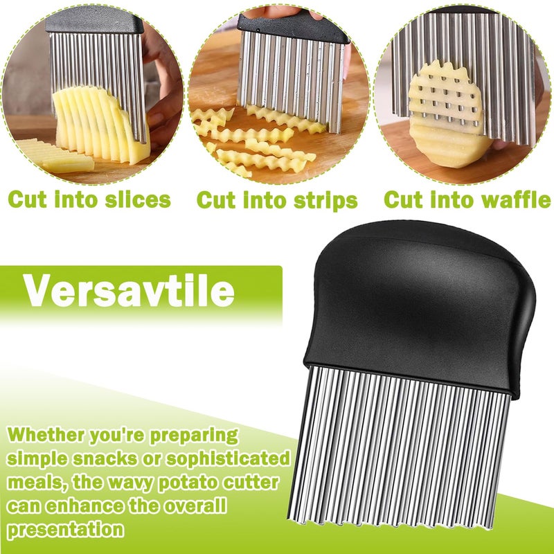 JAYVAR Crinkle Cutter, French Fry Cutter for Potatoes Stainless Steel Potato Carrot Chip Vegetable Crinkle Wavy Slicer - Image 3