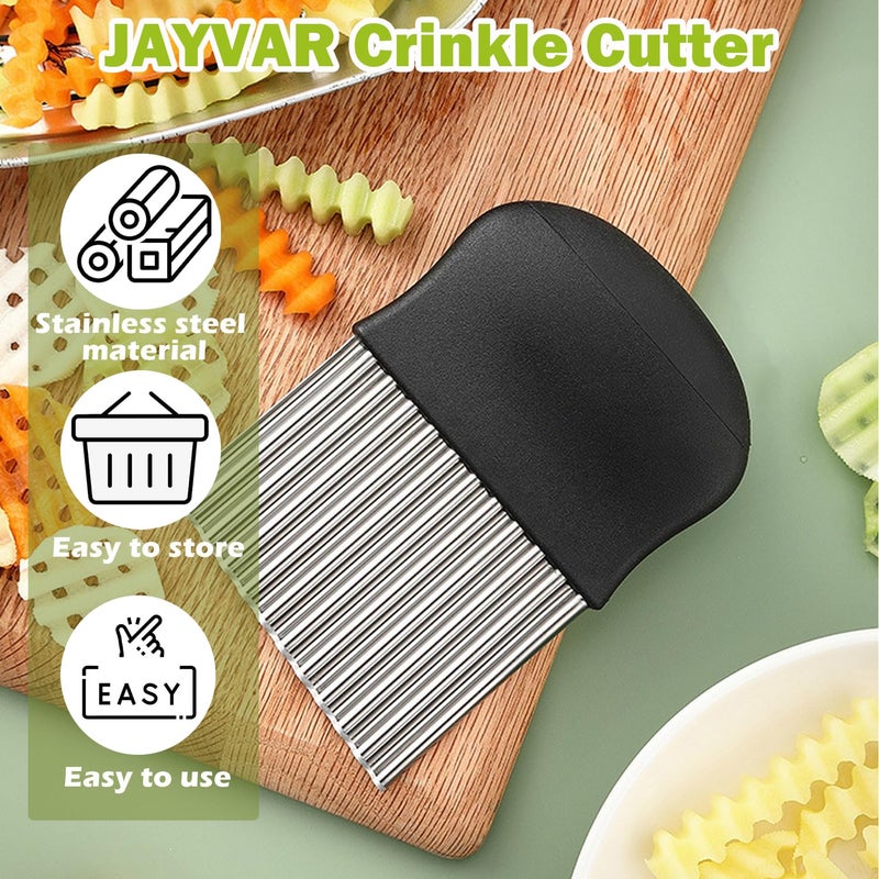 JAYVAR Crinkle Cutter, French Fry Cutter for Potatoes Stainless Steel Potato Carrot Chip Vegetable Crinkle Wavy Slicer - Image 2