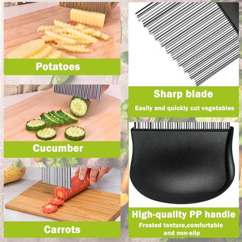 JAYVAR Crinkle Cutter, French Fry Cutter for Potatoes Stainless Steel Potato Carrot Chip Vegetable Crinkle Wavy Slicer - Image 4