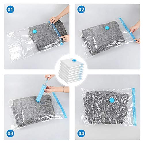 Sakoraware Space Saver Vacuum Compression Air Bag (Medium, 50x60cm, Pack of 3) with Ziplock for Travel and Home Storage, Reusable, White - Image 2