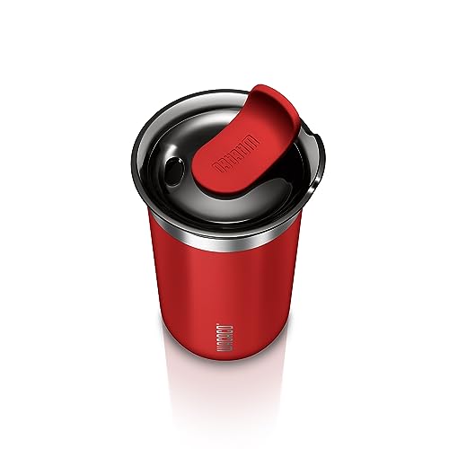 WACACO Octaroma Lungo Vacuum Insulated Coffee Mug, Double-wall Stainless Steel Travel Tumbler With Drinking Lid, 10 fl oz(300ml)， Carmine Red - Image 2
