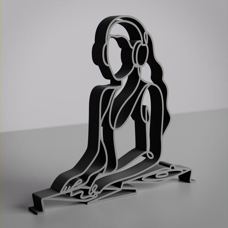 EROTNGO Female DJ Line Art Sculpture Custom DJ Decor Idea Unique Minimalist Art for Home Modern Music Lover Decor Creative Tabletop Sculpture for Office and Living Room - Image 4