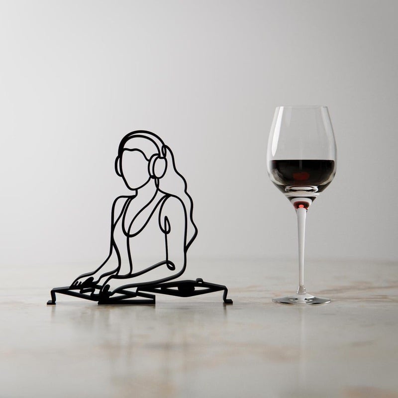 EROTNGO Female DJ Line Art Sculpture Custom DJ Decor Idea Unique Minimalist Art for Home Modern Music Lover Decor Creative Tabletop Sculpture for Office and Living Room - Image 3