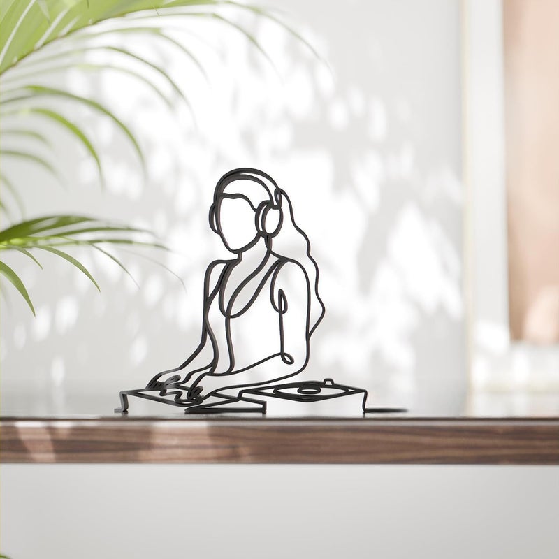 EROTNGO Female DJ Line Art Sculpture Custom DJ Decor Idea Unique Minimalist Art for Home Modern Music Lover Decor Creative Tabletop Sculpture for Office and Living Room - Image 2