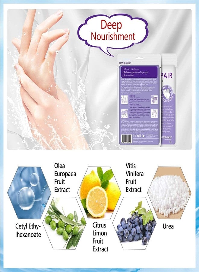 Rexez 1 Pairs Hands Moisturizing Gloves, Hand Skin Repair Renew Mask Infused Collagen, Vitamins + Natural Plant Extracts for Dry, Aging, Cracked Hands (1 Pairs Hand mask) - Image 2