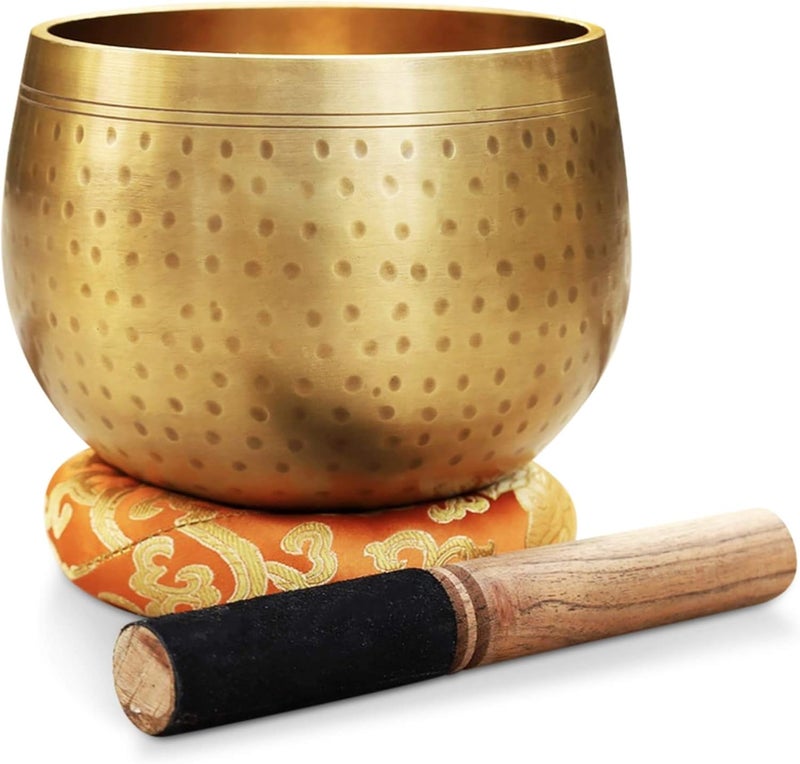 DharmaObjects Tibetan Ring Gong Meditation Singing Bowl Mallet Cushion Set (Jumbo) - Image 1