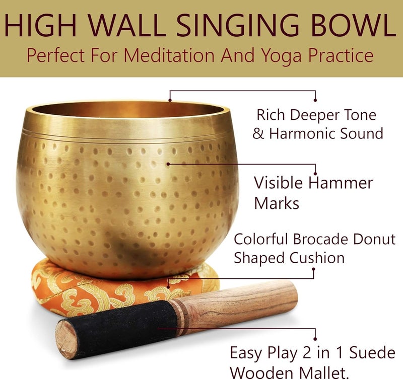 DharmaObjects Tibetan Ring Gong Meditation Singing Bowl Mallet Cushion Set (Jumbo) - Image 5