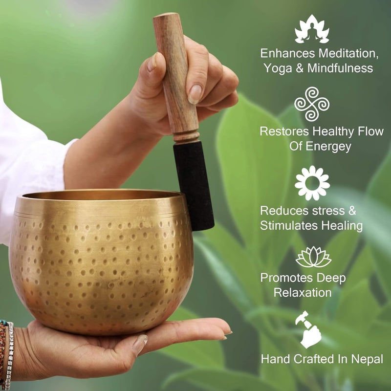 DharmaObjects Tibetan Ring Gong Meditation Singing Bowl Mallet Cushion Set (Jumbo) - Image 3