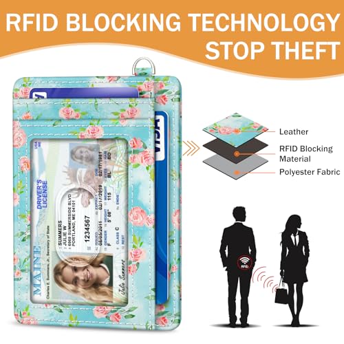 Yonlevres Credit Card Holder Slim Wallet, Butterfly RFID Wallet Women Front Pocket Small Card Holder, Travel Cute Funny Thin Card Case ID Window PU Leather RFID Blocking Card Organizer Gifts Girls - Image 5