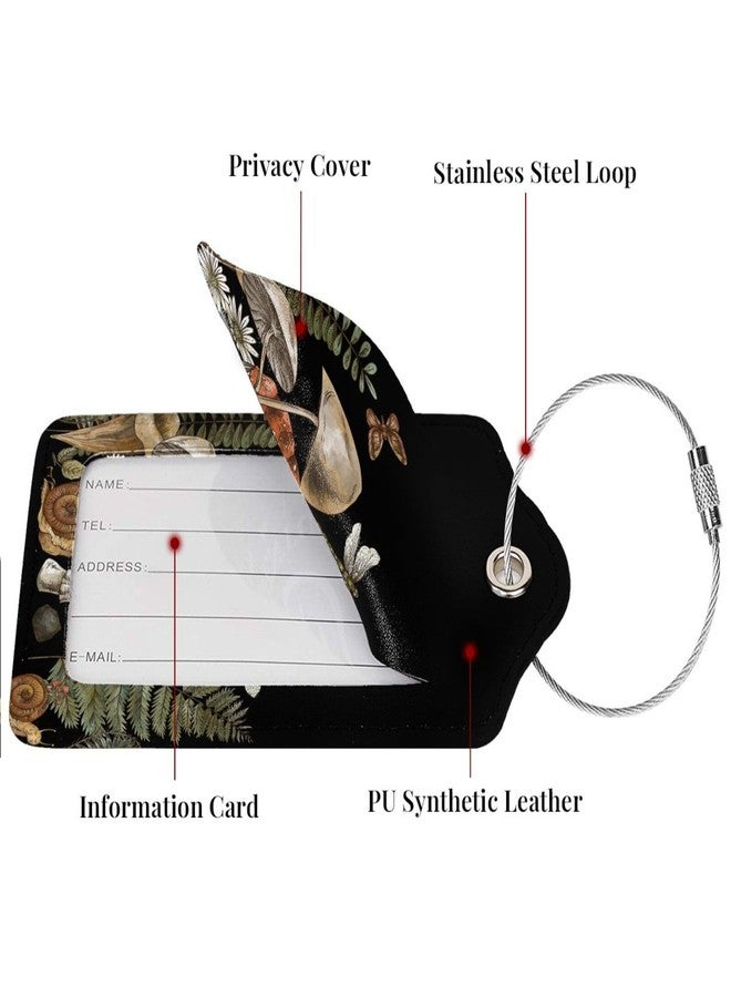 MOLIAN Witch Goth Mushroom 2 Pack Luggage Tags, Unique Leather Suitcase Tags Identifiers with Privacy Name Address Labels & Durable Steel Loop - Image 4
