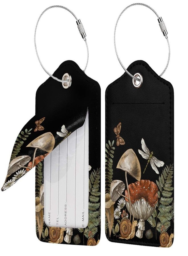 MOLIAN Witch Goth Mushroom 2 Pack Luggage Tags, Unique Leather Suitcase Tags Identifiers with Privacy Name Address Labels & Durable Steel Loop - Image 3